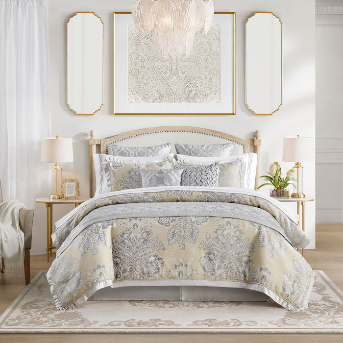 Versailles - 3 Piece King Gray Quilt Set - Gray - Simple Home Plus