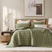 100% Linen - Full/Queen Linen Garment Washed Quilt Set - Olive Green - Simple Home Plus
