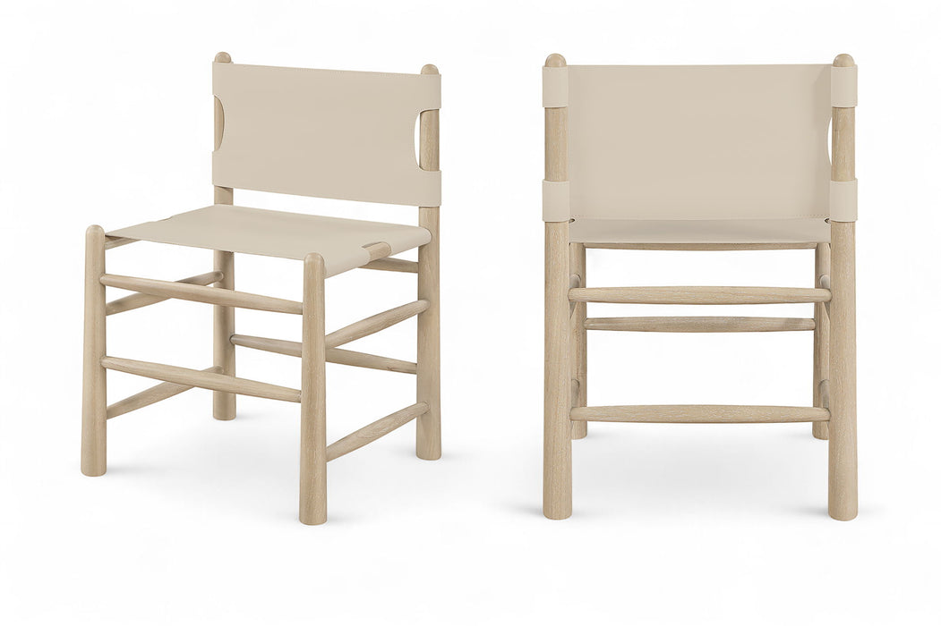 Santos - Vegan Leather Upholstered Dining Chair With Stained Natural Base (Set of 2) - Simple Home Plus