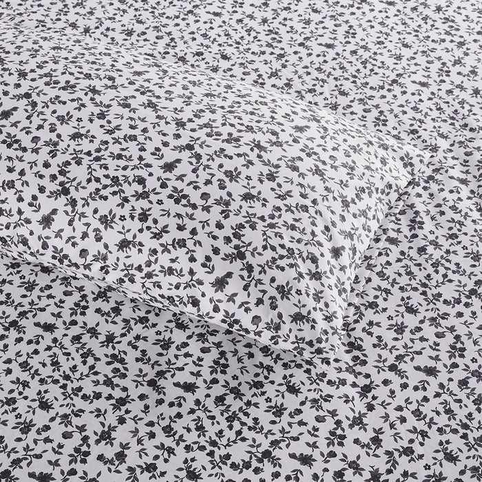 Printed Microfiber - Full Sheet Set - Black Floral - Simple Home Plus