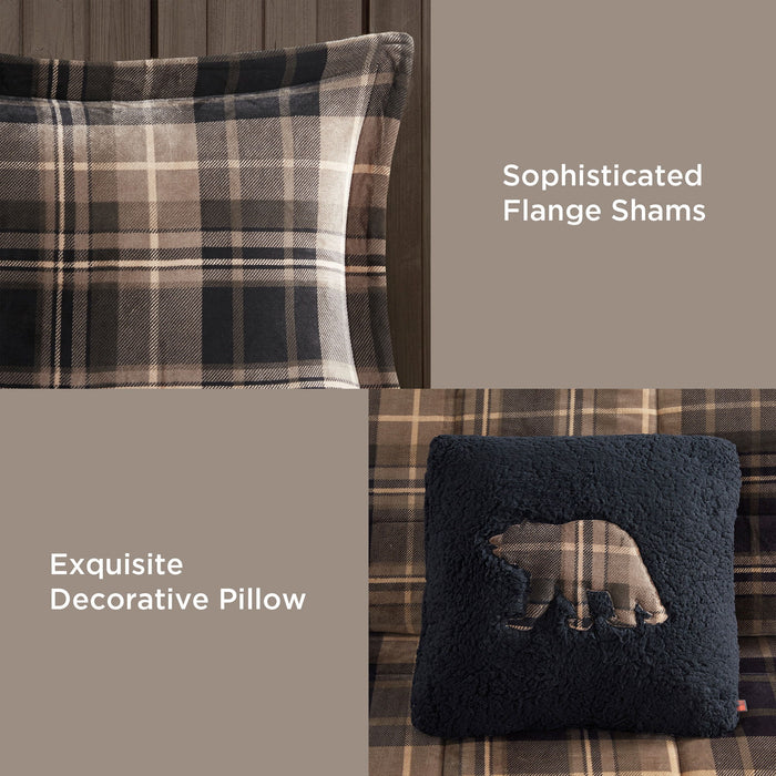 Alton - King Down Alternative Comforter Set - Brown / Black