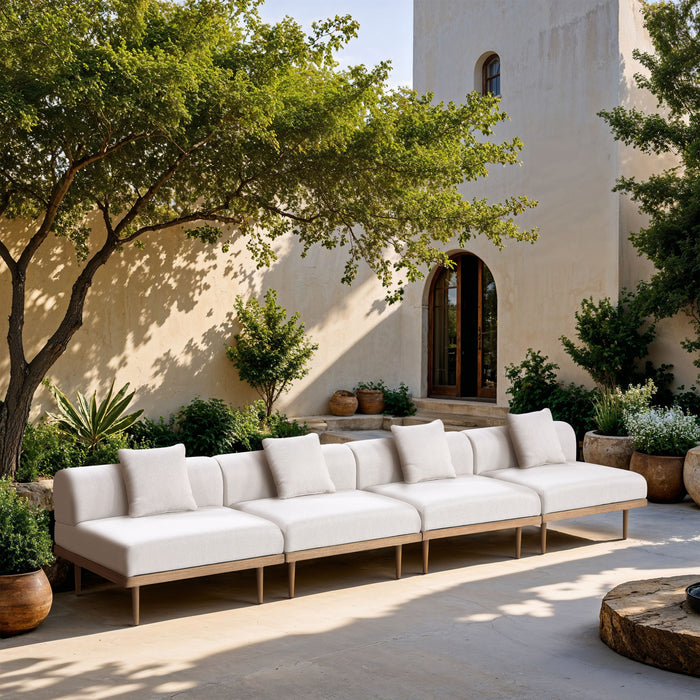 Laguna - 4 Piece 142" Upholstered Outdoor Patio Modular Armless Sofa - Simple Home Plus