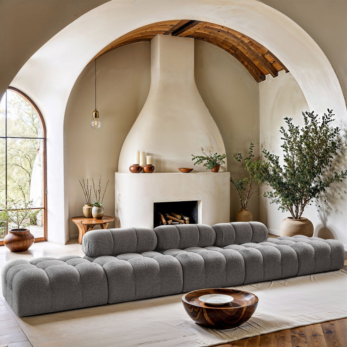 Ames - 5 Piece Boucle Upholstered Modular Sofa With 2 Armless Seats - Simple Home Plus