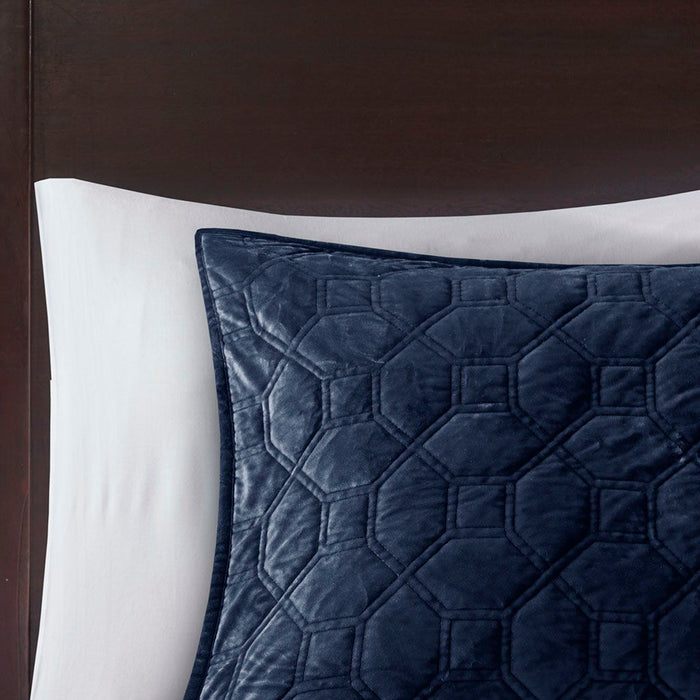 Harper - King Reversible 3 Piece Coverlet Set - Navy - Simple Home Plus