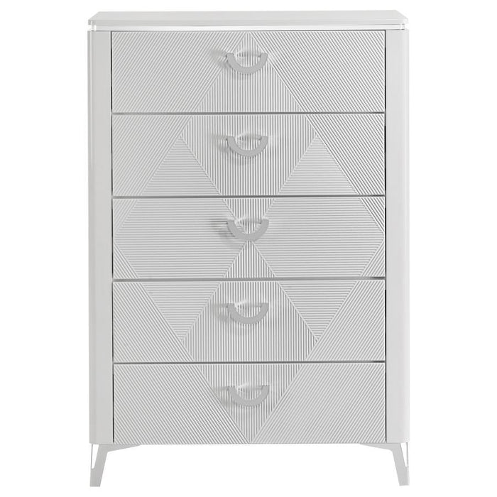 Cassia - 5-Drawer Bedroom Chest Of Drawers - White High Gloss - Simple Home Plus