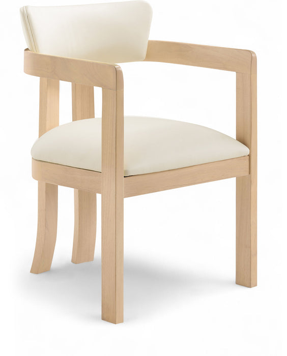 Lavrin - Vegan Leather Dining Arm Chair (Set of 2) - Natural Base - Simple Home Plus