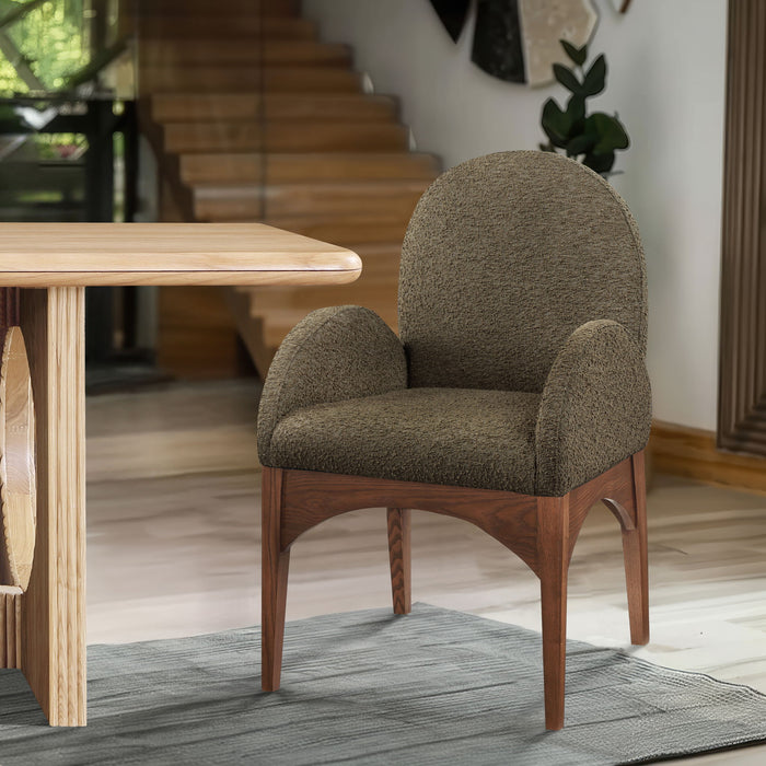 Waldorf - Boucle Dining Arm Chair With Brown Legs - Simple Home Plus