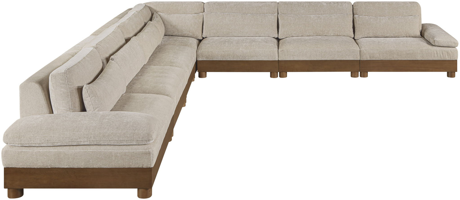Turin - Chenille Fabric Upholstered Modular Sectional - Taupe - Simple Home Plus