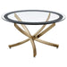 Brooke - Round Glass Top Coffee Table Metal Base - Simple Home Plus