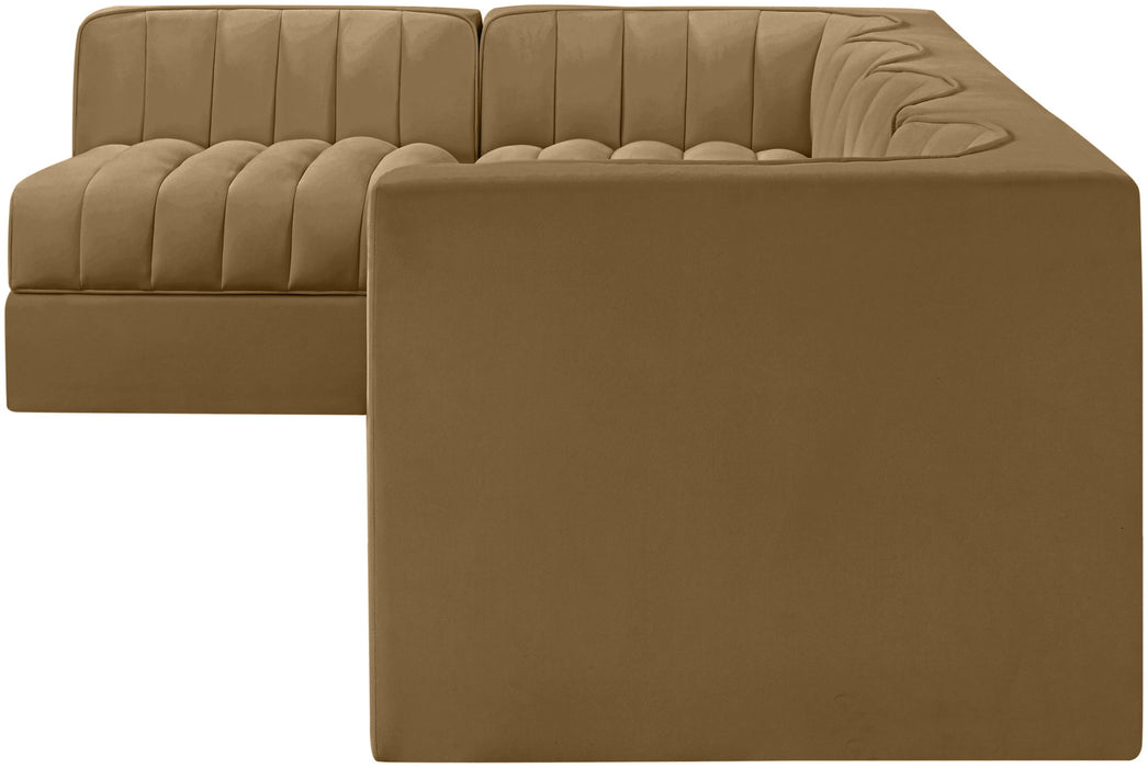 Rummi - Velvet Performance Fabric Upholstered 5 Piece Modular Sectional, L-Shaped (Right) - Simple Home Plus
