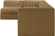 Rummi - Velvet Performance Fabric Upholstered 5 Piece Modular Sectional, L-Shaped (Right) - Simple Home Plus