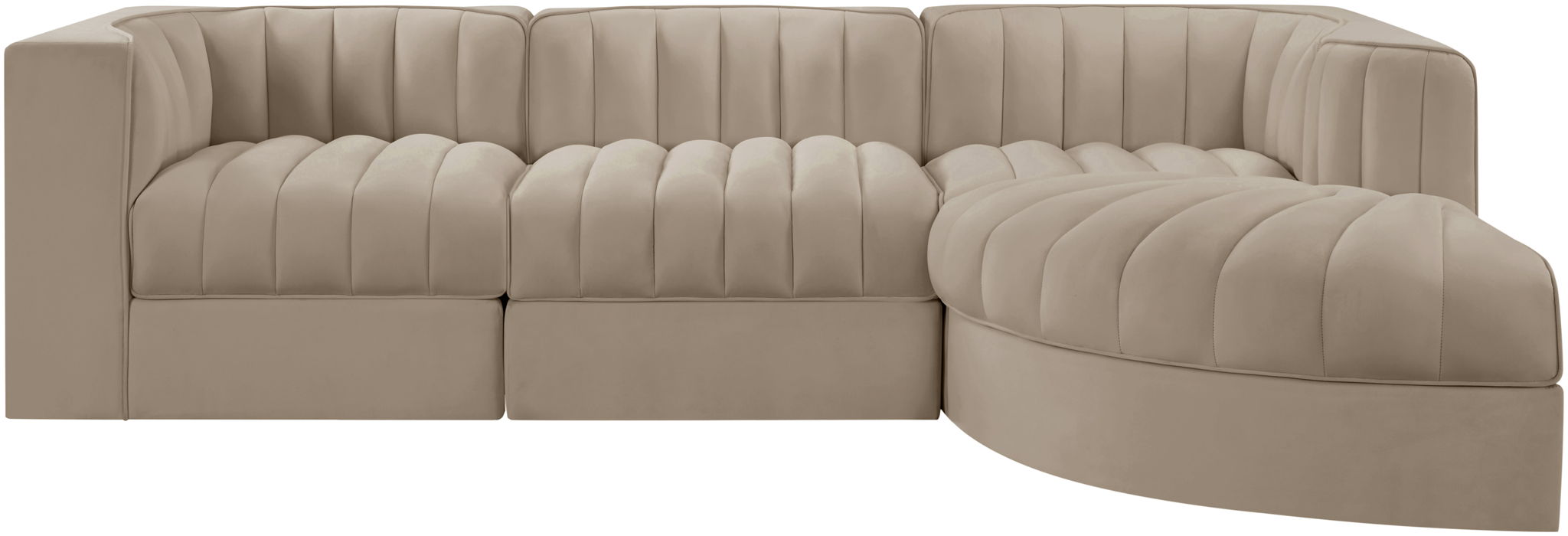 Rummi - Velvet Performance Fabric Upholstered 4 Piece Modular Sectional, With Reverse Corner Chair - Simple Home Plus