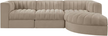 Rummi - Velvet Performance Fabric Upholstered 4 Piece Modular Sectional, With Reverse Corner Chair - Simple Home Plus