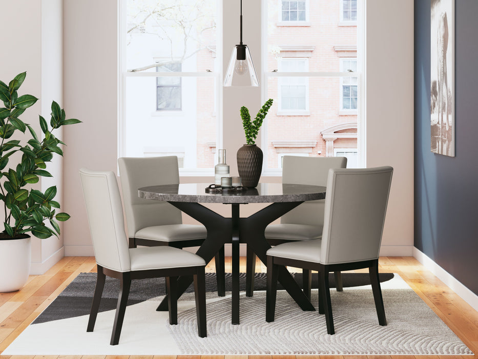 Glinari - Taupe / Black - 5 Pc. - Dining Room Table, 4 Side Chairs - Simple Home Plus