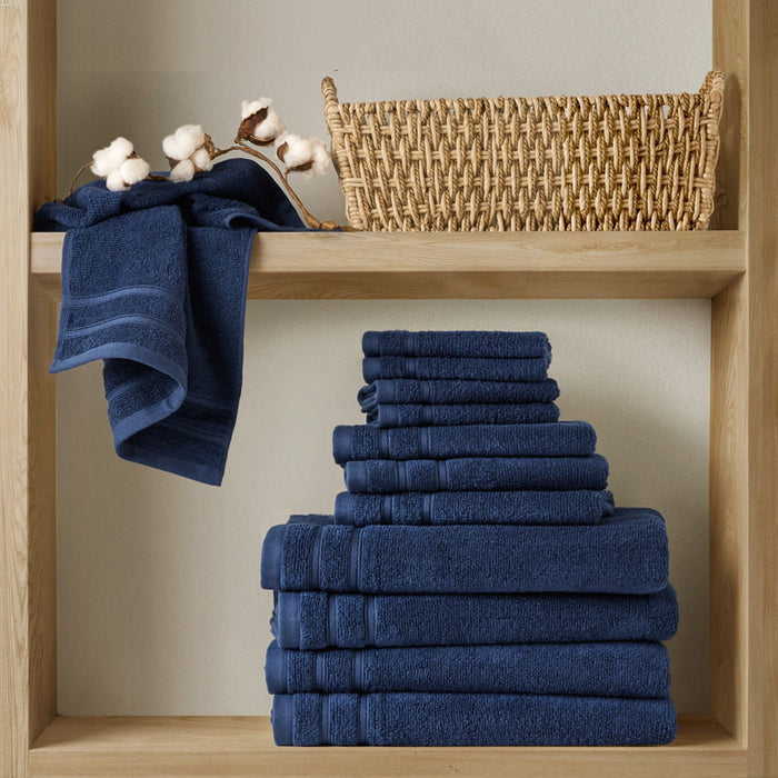 400GSM Essential Bundle Quick Dry 12 Piece Towel Set - Indigo - Simple Home Plus