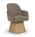 Marlowe - Linen Textured Fabric Upholstered Swivel Dining Arm Chair - Stained Natural - Simple Home Plus