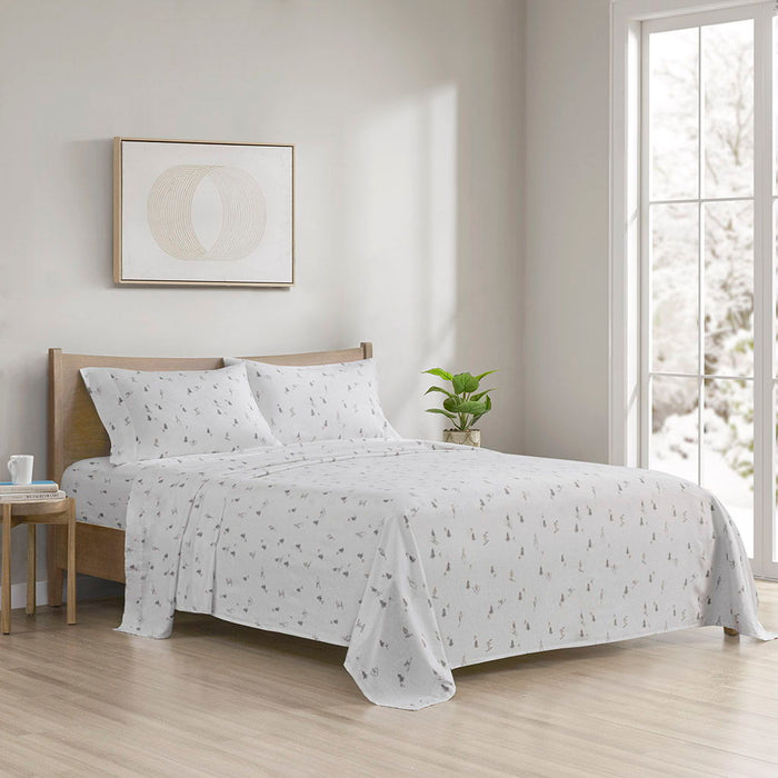 Cozy Cotton Flannel - Printed Sheet Set - Gray Skiers - Simple Home Plus