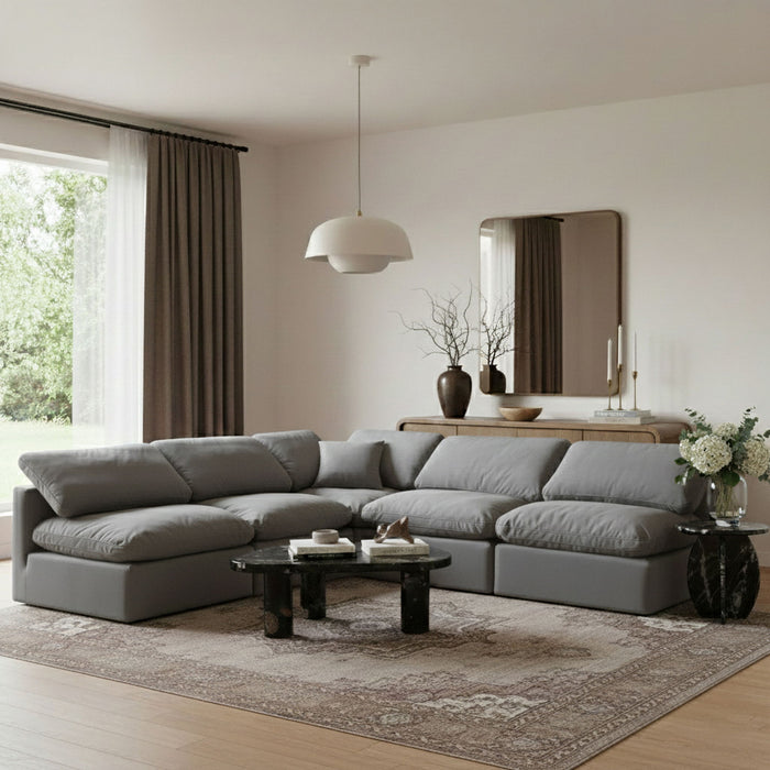 Indulge - Velvet 5 Piece Modular Corner Armless Sectional - Simple Home Plus