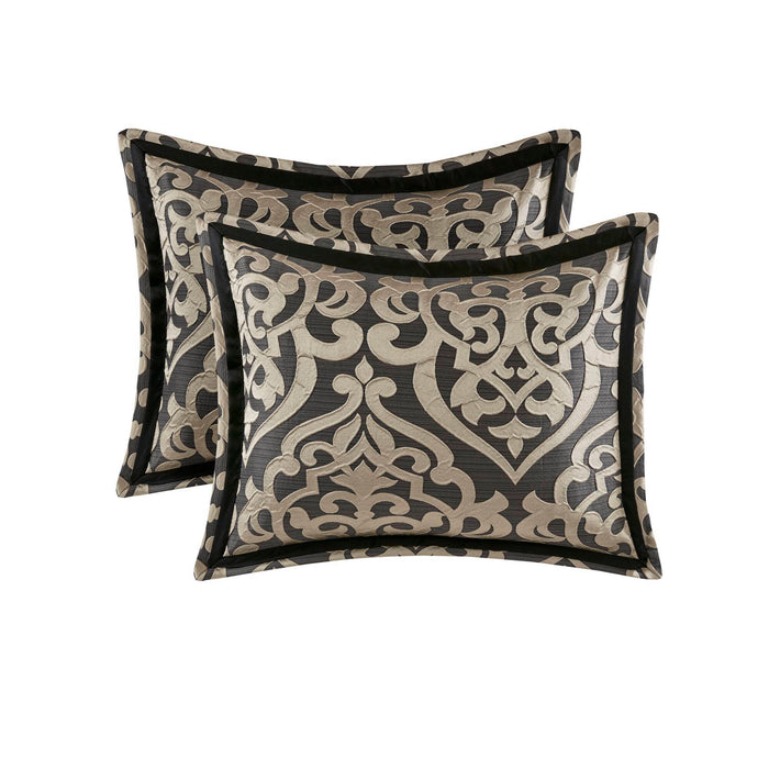 Odette - 8 Piece King Comforter Set - Black - Simple Home Plus