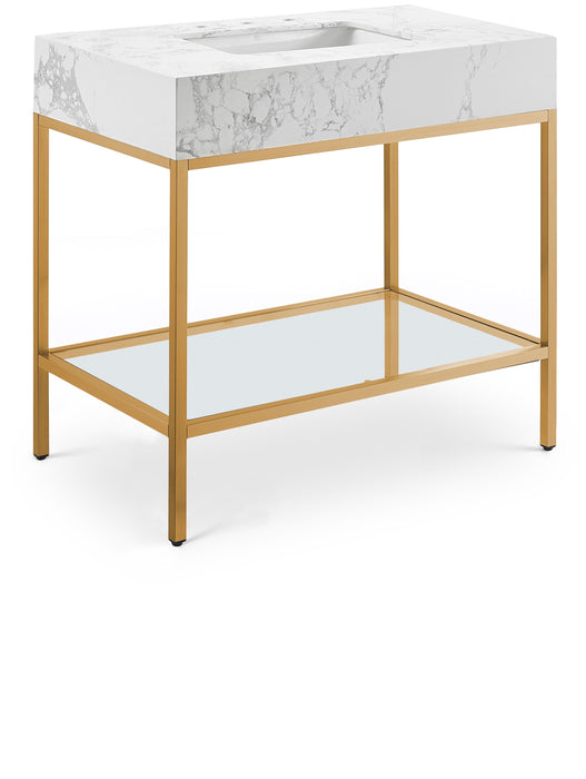 Marmo - Engineered Marble Bathroom Vanity With Gold Base - Simple Home Plus