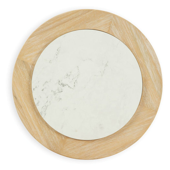 Camdill - Light Brown / White - Round End Table - Simple Home Plus