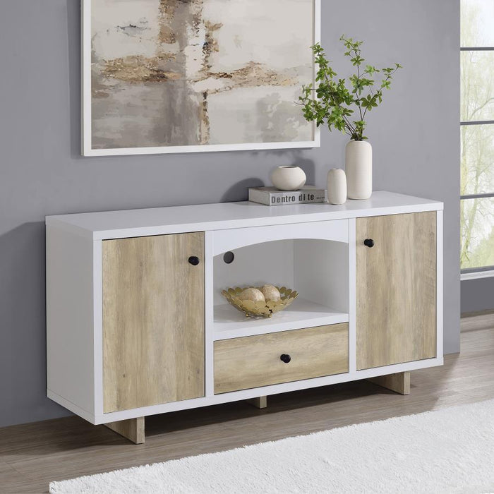 Dalton - 2 Door Storage Credenza - White And Distressed Pine - Simple Home Plus