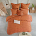 Brooklyn - Cotton Jacquard Comforter Set With Euro Shams and Throw Pillows - Rust - Simple Home Plus