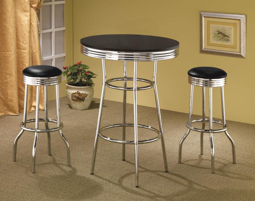 Retro - 3 Pieces Round 1950s Bistro Pub Bar Table Set - Simple Home Plus