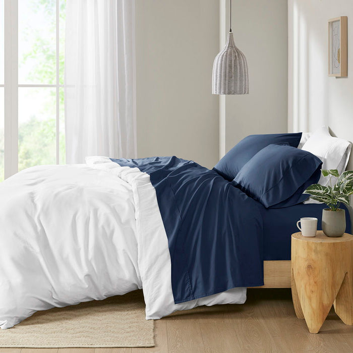 California King Peached Percale Sheet Set - Navy - Simple Home Plus