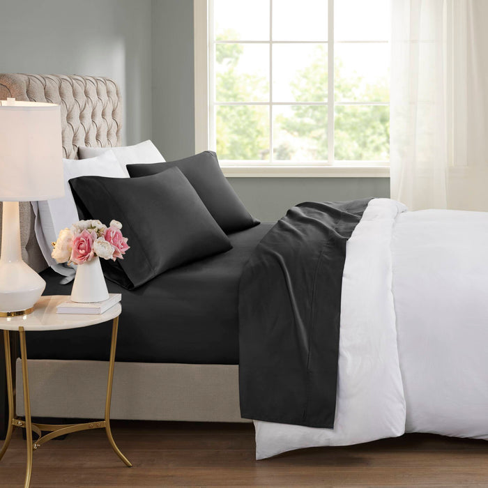 600 Thread Count - California King Cooling Blend 4 Piece Sheet Set - Black