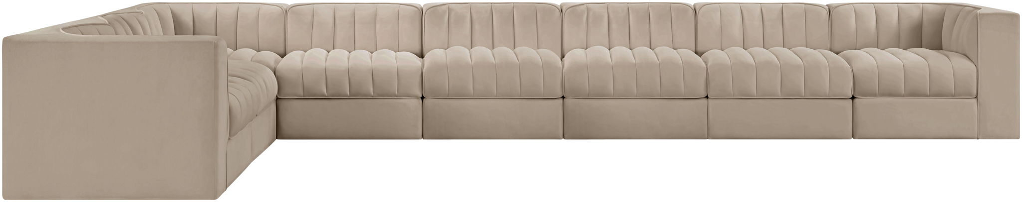 Rummi - Velvet Performance Fabric Upholstered 8 Piece Modular Sectional (With 3 Corner Chairs) - Simple Home Plus