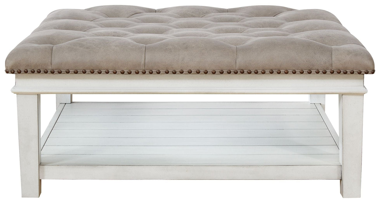 Kanwyn - Whitewash - Uph Ottoman Cocktail Table - Simple Home Plus
