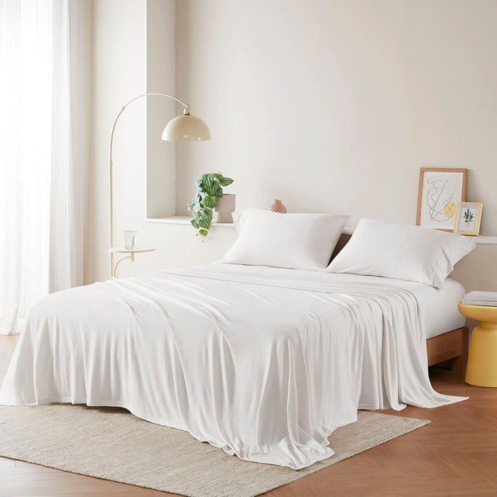 Cotton Blend Jersey Knit - All Season Sheet Set - White