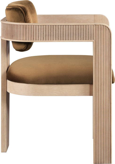 Sacha - Velvet Dining Chair With Natural Base (Set of 2) - Saddle - Simple Home Plus