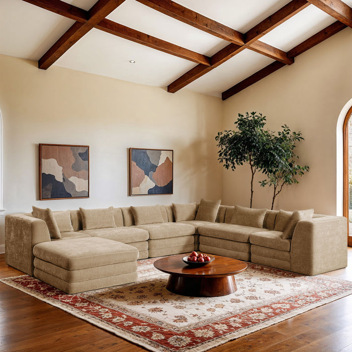 Stellar - 7 Piece Chenille Fabric Upholstered Modular Sectional - Simple Home Plus