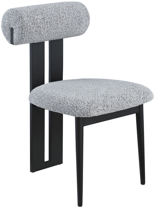 Dario - Boucle Dining Chair With Black Frame (Set of 2) - Simple Home Plus
