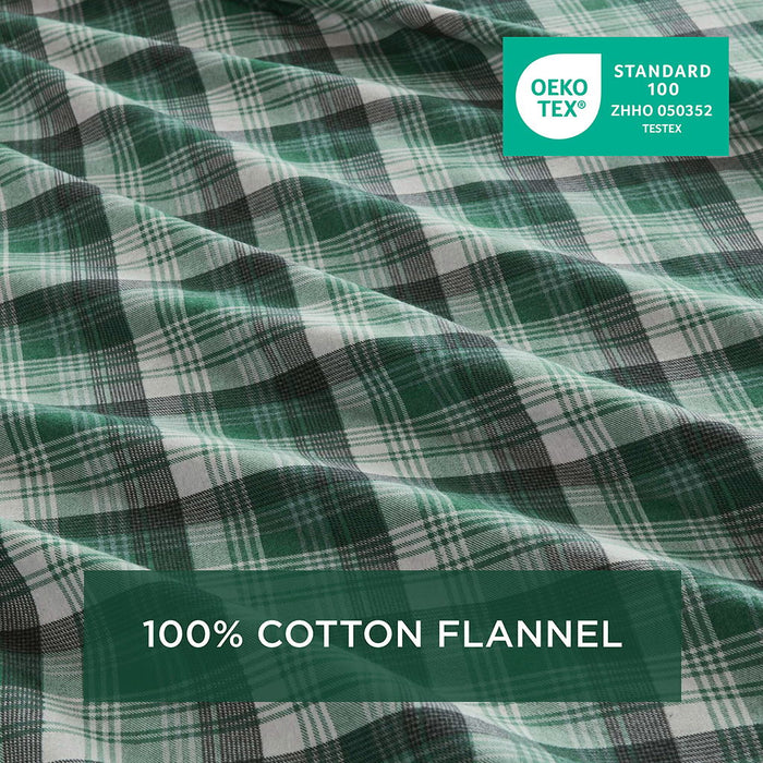 Flannel - King Sheet Set - Green Plaid - Simple Home Plus