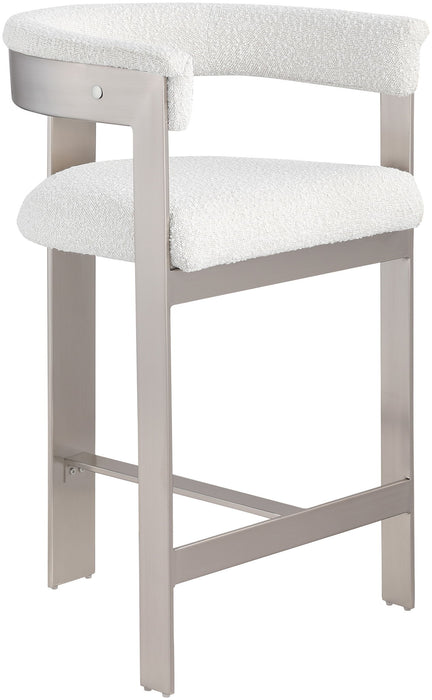 Romeo - Boucle Counter Stool With Silver Base (Set of 2) - Simple Home Plus