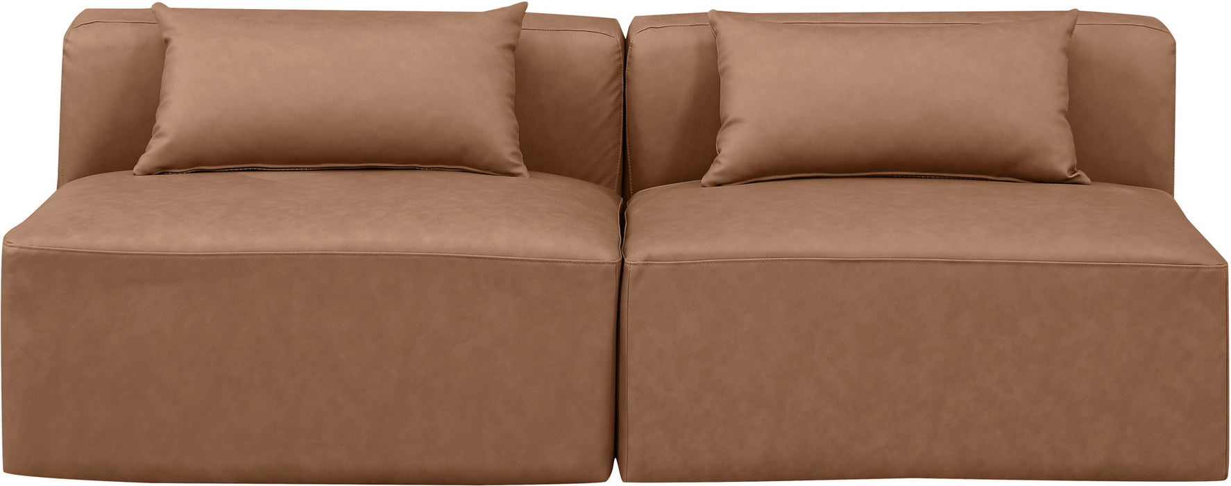 Cube - Modular 2 Piece Armless Sofa - Light Brown - Simple Home Plus