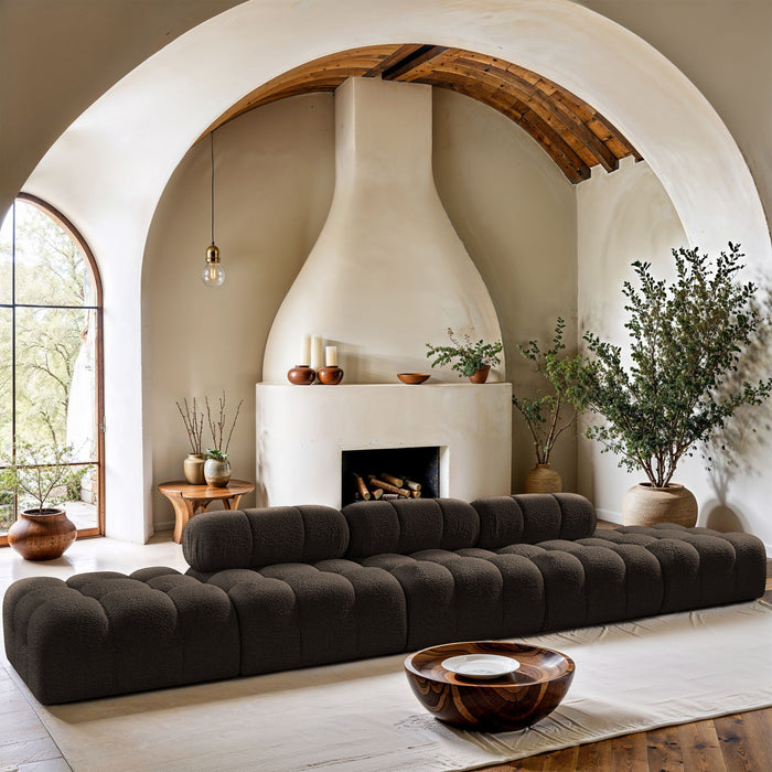 Ames - 5 Piece Boucle Upholstered Modular Sofa With 2 Armless Seats - Simple Home Plus
