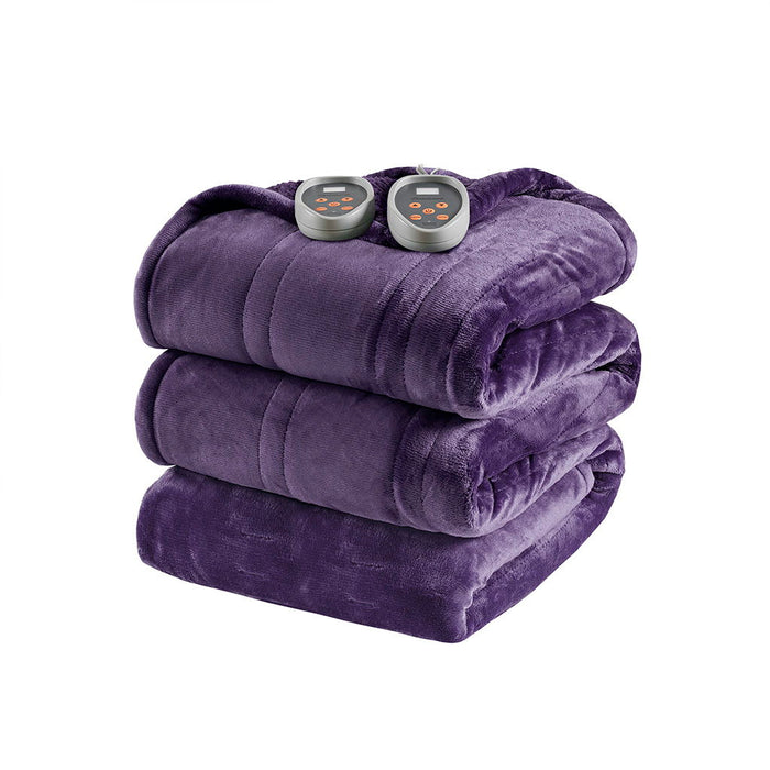 Heated Microlight To Berber - King Fabric Blanket - Purple