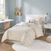 Raina - Twin Metallic Printed Comforter Set - Ivory / Gold - Simple Home Plus