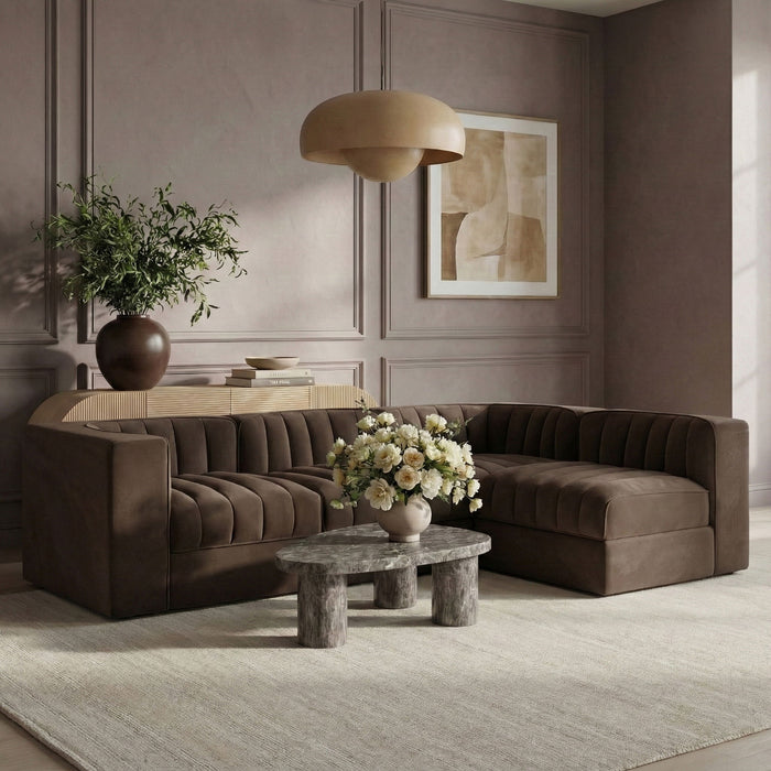 Rummi - Velvet Performance Fabric Upholstered 4 Piece Modular Sectional - Simple Home Plus