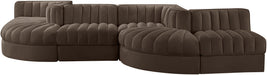 Rummi - Rounded Velvet Performance Fabric Upholstered 6 Piece Modular Sectional - Simple Home Plus