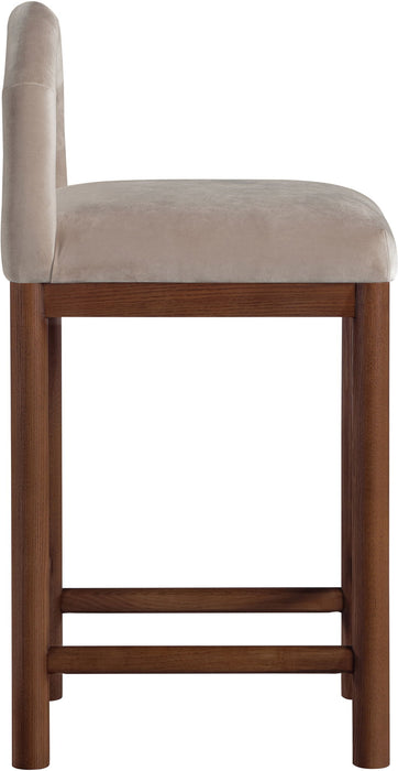 Conrad - Velvet Counter Stool With Brown Legs - Simple Home Plus