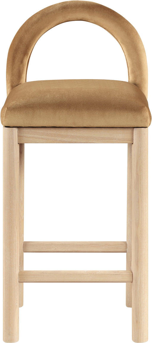 Conrad - Velvet Counter Stool With Natural Legs - Saddle - Simple Home Plus