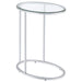 Kyle - Oval Glass Top C-Shaped Sofa Side Table - Chrome - Simple Home Plus
