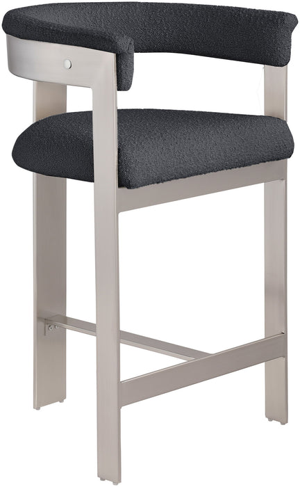 Romeo - Boucle Counter Stool With Silver Base (Set of 2) - Simple Home Plus