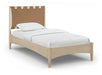 Santos - Vegan Leather Headboard And Wood Bed - Waxed Natural Frame - Simple Home Plus