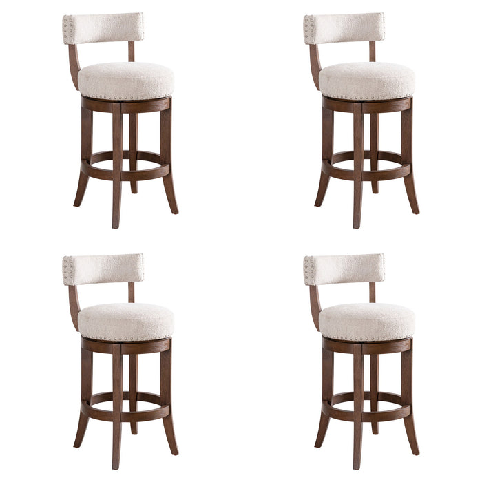 Mystic - Solid Wood Upholstered 26" Counter Height Swivel Barstool - Simple Home Plus